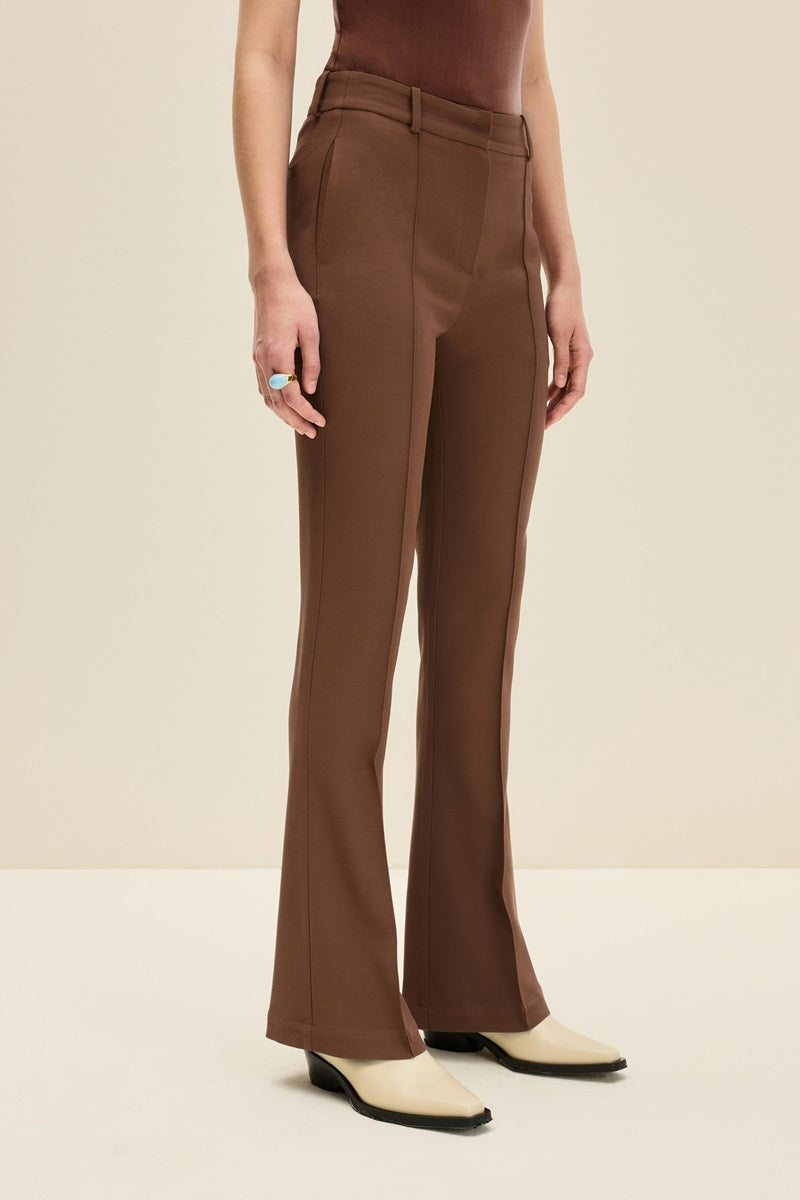 TAILORED PANTS IN CHOCOLATE BROWN - CULT MIA