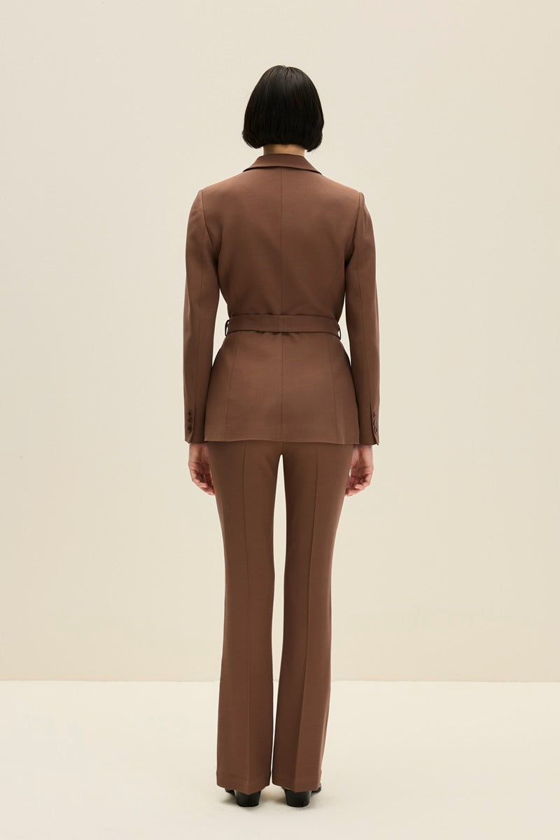 TAILORED BLAZER IN CHOCOLATE BROWN - CULT MIA