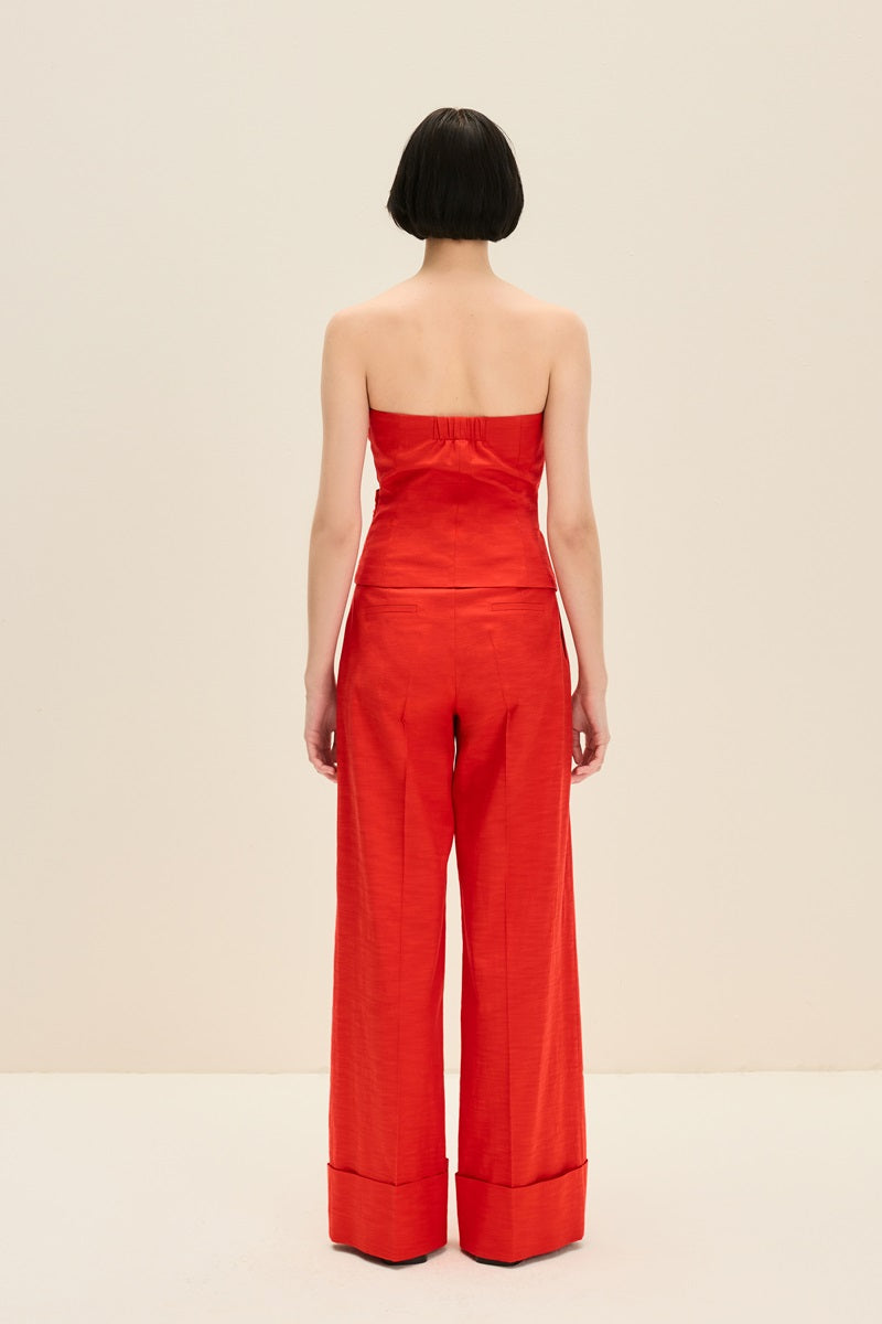 GATHERED DETAIL CORSET IN CHERRY RED - CULT MIA