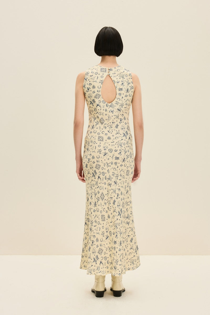 SLEEVELESS DRESS IN BALLERINA BUTTER PRINT - CULT MIA