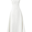White Hollyhock A-line cut-out crepe midi dress by Lecia, featuring a stylish silhouette and elegant design.