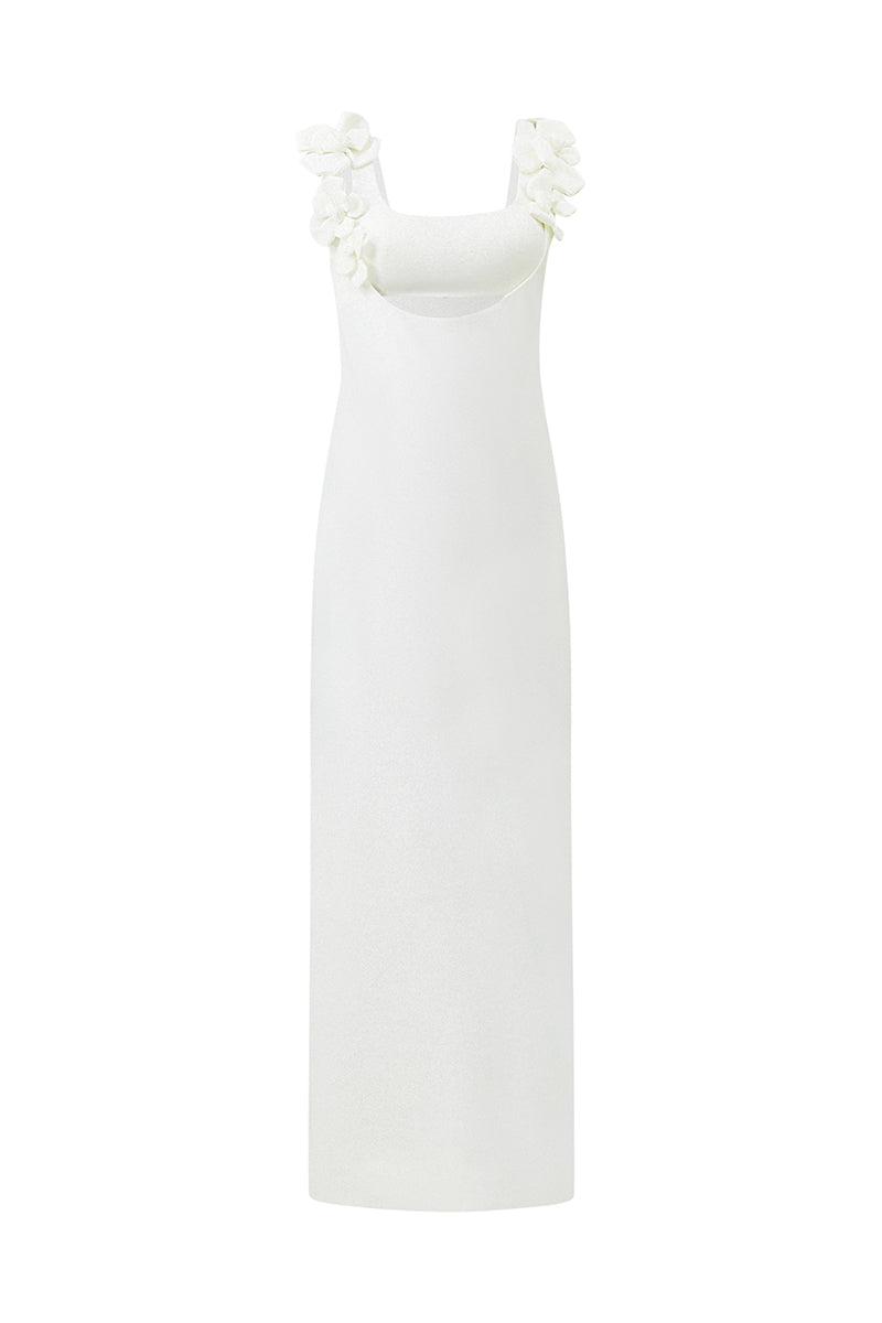 HIPTAGE STRAIGHT SQUARE NECK CREPE ANKLE LENGTH DRESS - CULT MIA