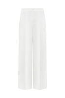 Lecia hibiscus straight wide-leg twill floor-length pants displayed on a model in a fashion lookbook shot.