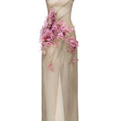 Lecia Blossom Sheath Tulle Floor-Length Maxi Dress with diagonal neckline and elegant design, perfect for formal occasions