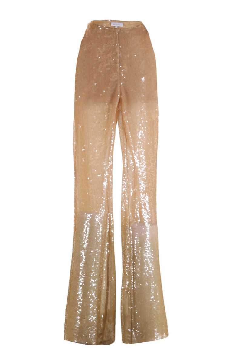 Aquarel Studio PYLA Pants in neutral fabric, featuring a tailored fit and stylish waistband, displayed on a hanger.