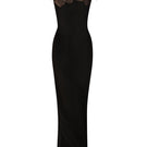 Lecia floral satin crepe gown with a flowing silhouette, featuring a fitted bodice and elegant floral pattern.