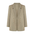 Lecia tailored texture blazer in navy with structured fit, featuring notch lapel and single-button closure, displayed on a hanger.
