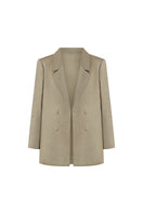 Lecia tailored texture blazer in navy with structured fit, featuring notch lapel and single-button closure, displayed on a hanger.