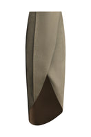 Lecia tailored midi skirt in a sleek, fitted design with a high waist and midi length, shown in a neutral fabric with subtle stitching details.