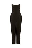 Lecia off-shoulder taffeta jumpsuit with a fitted bodice and wide-leg pants, elegant and stylish for formal occasions.
