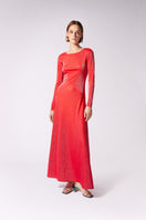 Maccapani JULS red maxi dress featuring flowing fabric and a stylish silhouette, perfect for elegant occasions.