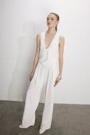 White Marielle vest by Nazlı Ceren, stylish sleeveless top with a fitted design, perfect for casual or layered looks.