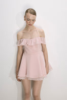 Nazlı Ceren Evie Mini Dress in Tender Peach, lightweight sleeveless dress with a flowy silhouette, perfect for summer.