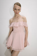 Nazlı Ceren Evie Mini Dress in tender peach, lightweight sleeveless dress with a flowy skirt, perfect for summer wear.