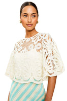 Ivory lace top by Mestiza New York, Mariananna lace top, featuring intricate lace details and a stylish fit.