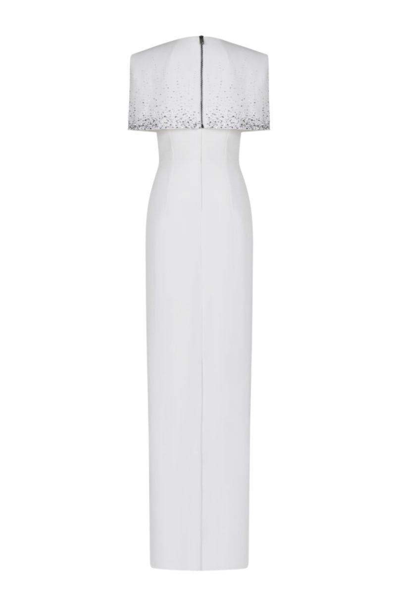 BRADFORD WHITE GOWN WITH SHOULDER CAPE - CULT MIA