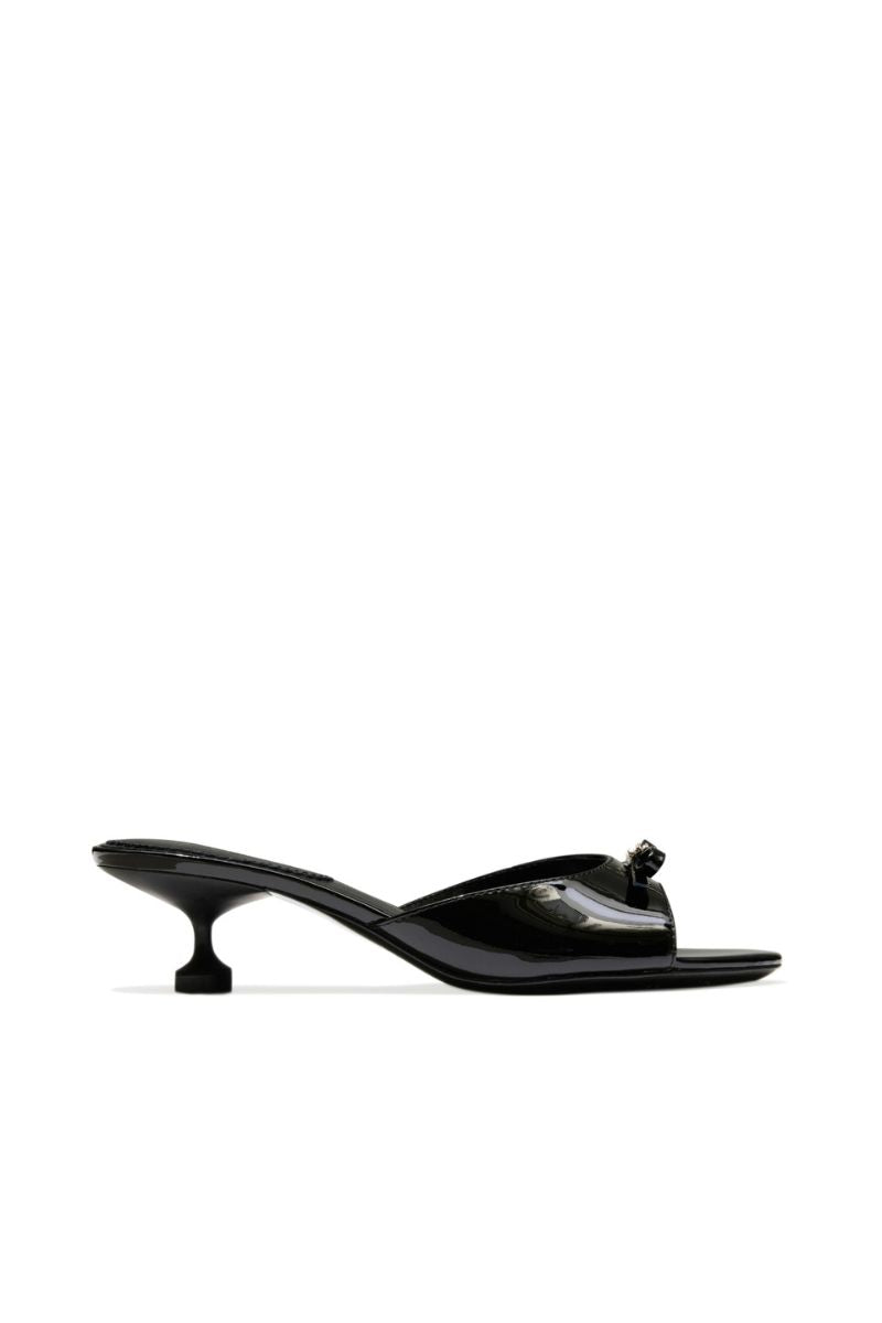 Black Nana Jacqueline Ella Heart Heels with stylish strap design and pointed toe, perfect for elegant evening wear.