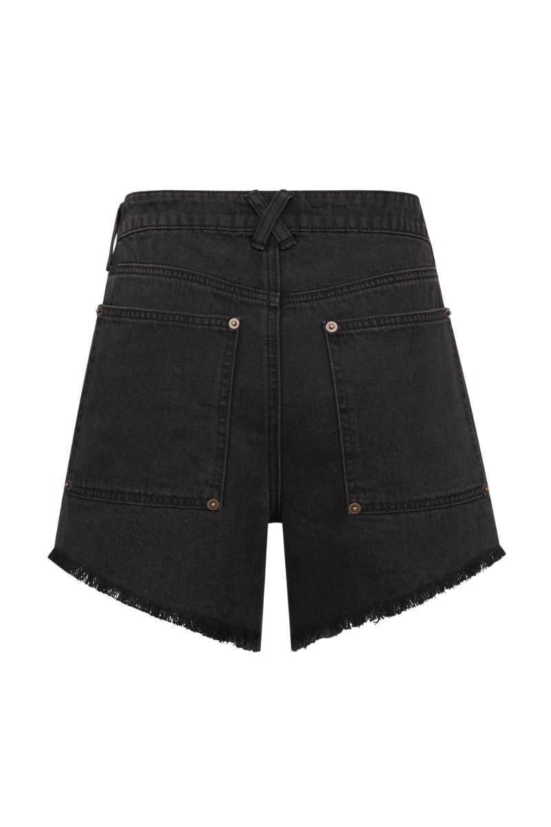 HALEY BLACK DENIM SHORTS - CULT MIA