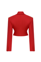 Sudi Etuz cropped jacket with removable faux fur sleeves, stylish outerwear for versatile winter or fall fashion.