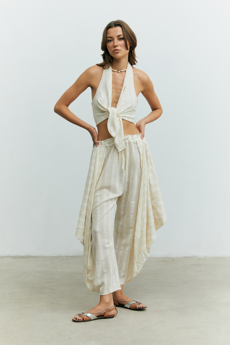 DENIZ WHITE STRIPED TOP - CULT MIA