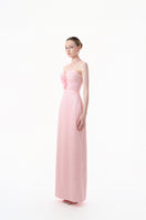 Pink structured corset gown by Happy Clothing featuring fitted design and elegant fabric, perfect for formal occasions.