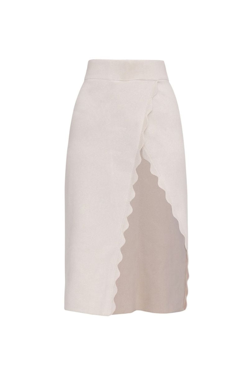 ODA KNIT MIDI SKIRT IN WHITE - CULT MIA