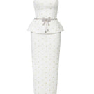 HACCHIC COUTURE white tweet top and skirt co-ords set, stylish and coordinated ensemble with a modern, sleek design.