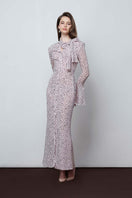 Do Long pixelated love maxi dress featuring a colorful, abstract pattern and flowing fabric, perfect for casual or stylish occasions.