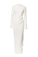 LECIA cape-back maxi dress featuring elegant flowy fabric and a stylish cape-back design, perfect for formal occasions.