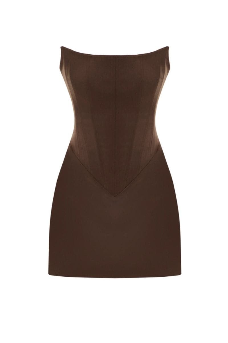 BROWN AND PINK TWO SIDED TIBI SOFT MINI DRESS - CULT MIA