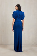 Deme By Gabriella Judy cobalt blue co-ord set featuring a stylish matching top and trousers on a model.
