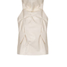 Off-white ruched top with high collar by KRIS MARÁN, featuring gathered fabric and stylish design for a chic look.