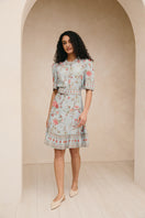 Everly blue mini dress by Raishma, featuring a stylish design, fitted silhouette, and vibrant fabric perfect for casual or dressy occasions.
