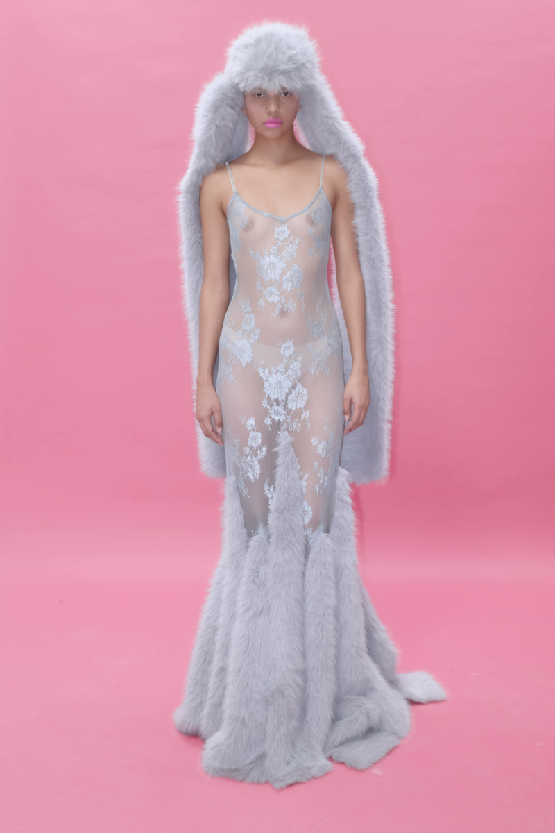 maxi dress with fur Blink if you like pink @FashionNova : Soft Season Faux Fur Maxi Dress