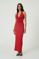 Summer Away Garda Maxi Dress in cherry with floral pattern, flowing sleeveless design, perfect for summer occasions.