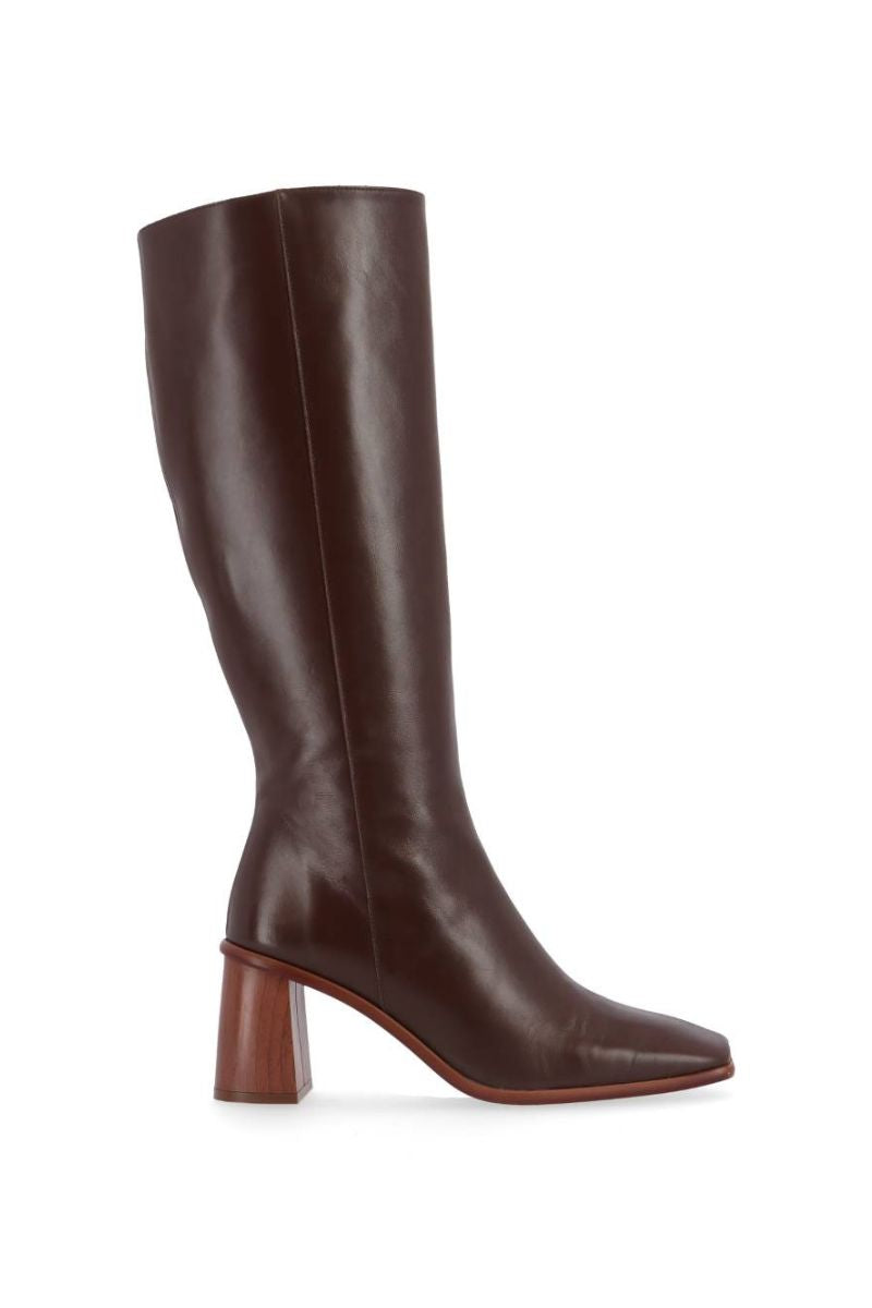 EAST COFFEE BROWN LEATHER BOOTS - CULT MIA