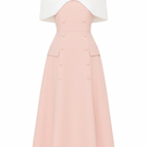 White Plan Capella Dress, elegant midi dress with flowy fabric and stylish design, shown on a model.