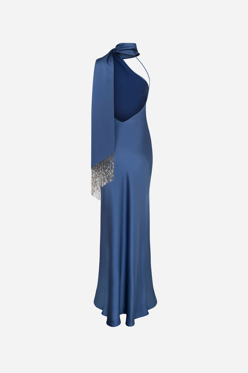 ILA BRICE ONE SHOULDER SATIN MAXI DRESS IN BLUE | Cult Mia ILA BRICE ONE SHOULDER SATIN MAXI DRESS IN BLUE | Cult Mia