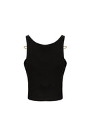 Black Onalaja Bee Tank top, sleeveless casual tops with a fitted design, shown on a model.
