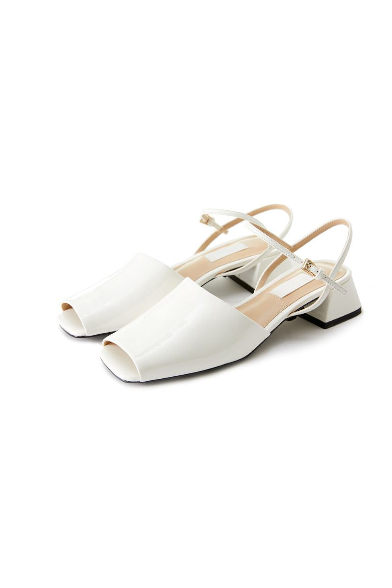 PEEP TOE SLINGBACK HEELS IN IVORY - CULT MIA