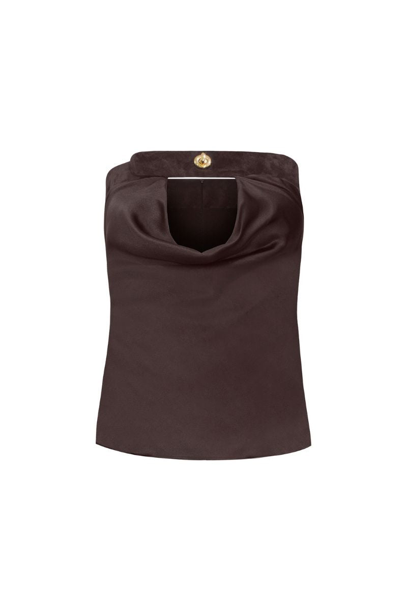 LEDIEL Danielle top in brown, stylish sleeveless blouse with a relaxed fit, perfect for casual or office wear.