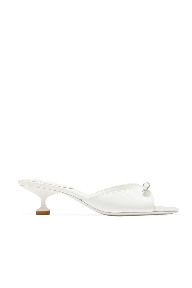Nana Jacqueline Ella Heart Heels in white with a stylish open-toe design and decorative heart-shaped accents on the straps.