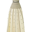 Strapless black and beige A-line gown by Happy Clothing, featuring elegant design and flowing fabric for formal occasions.