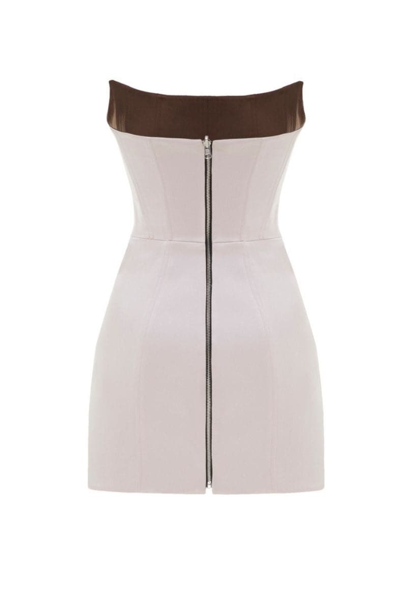 BROWN AND PINK TWO SIDED TIBI SOFT MINI DRESS - CULT MIA