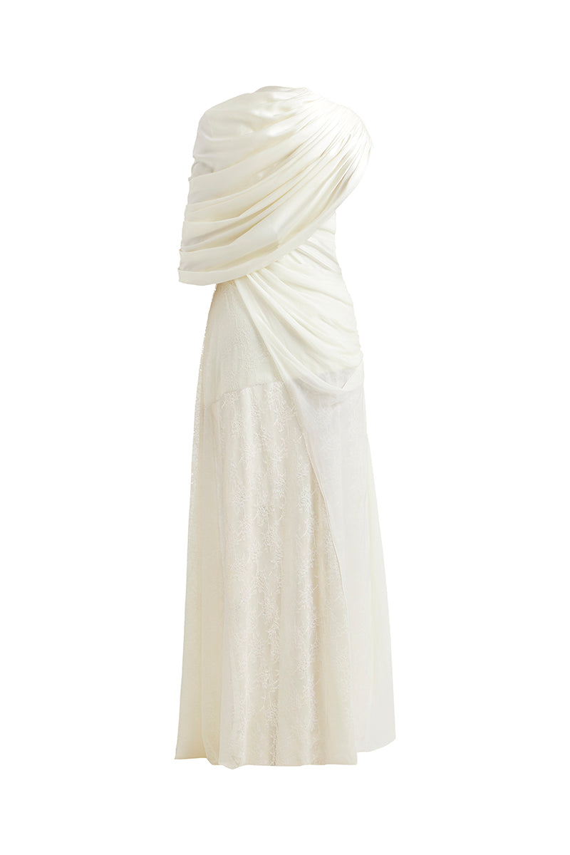 Elegant Deme By Gabriella Darcy gown with flowing fabric and intricate detailing, perfect for formal occasions.