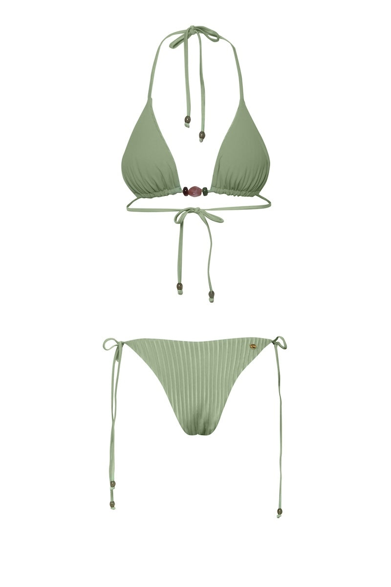 Baobab Kaia bikini bottom in jade green, featuring a stylish cut and seamless design, perfect for beach or poolside wear.