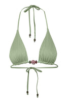 Baobab Kaia Bikini Top in jade and indigo, showing a stylish bikini with adjustable straps and vibrant color details.