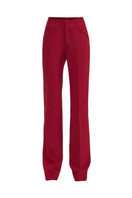 Red crepe pants by CEM featuring a relaxed fit, waistband, and stylish tailored design for casual or professional wear.