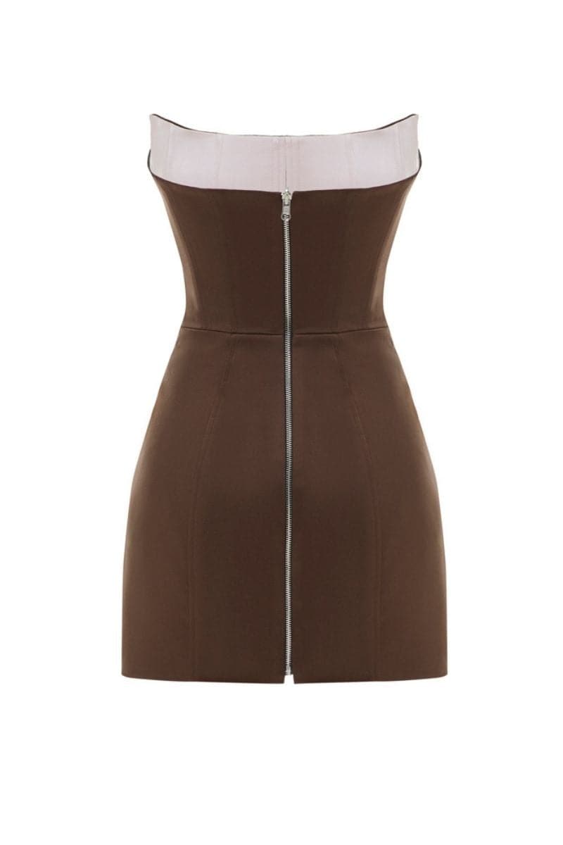 BROWN AND PINK TWO SIDED TIBI SOFT MINI DRESS - CULT MIA