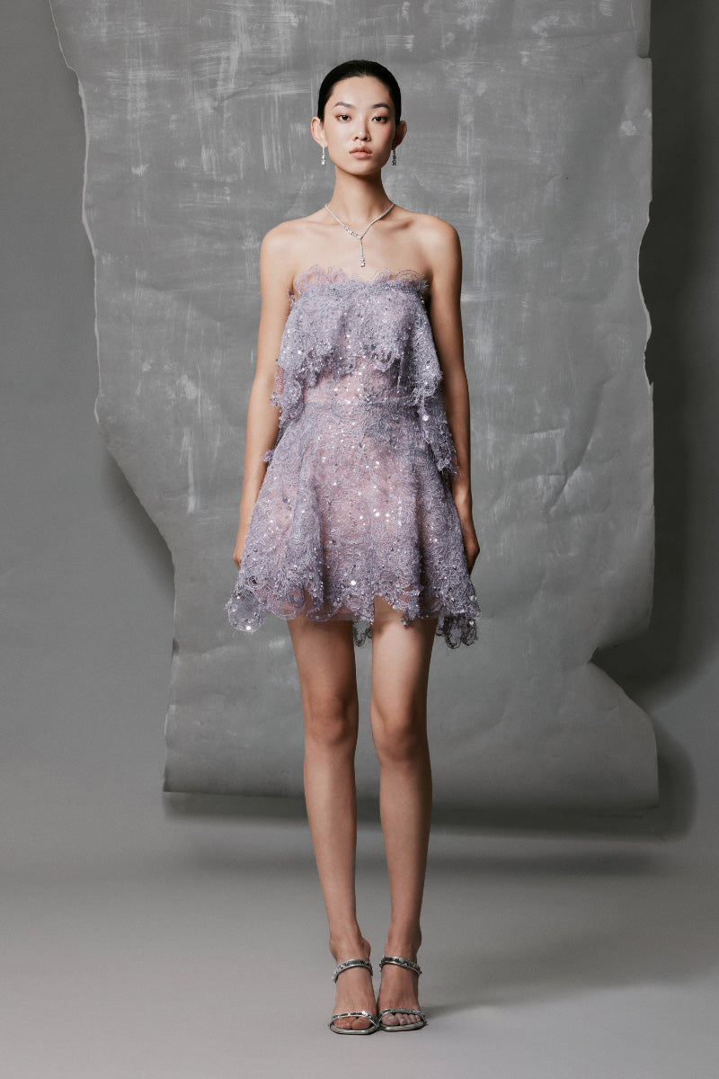 LAVENDER LACE SHORT DRESS | CULT MIA | Phan Huy LAVENDER LACE SHORT DRESS | CULT MIA | Phan Huy